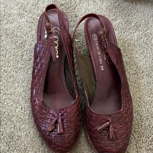 CONNIE Women's Dark Red Woven Mules